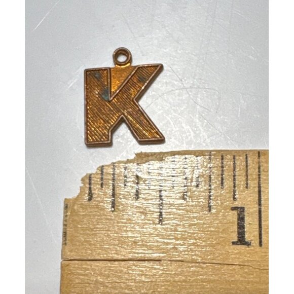 K-Shaped Gold Tone Metal Charm Pendant .5" - Picture 3 of 3